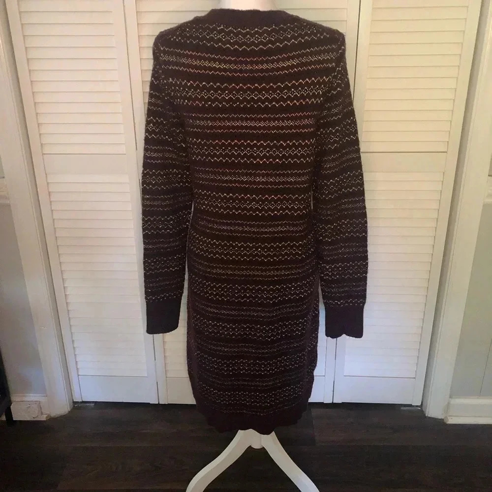 Loft Maroon and Gold stripped Sweater Dress Women’s Petite Large - Picture 4 of 12